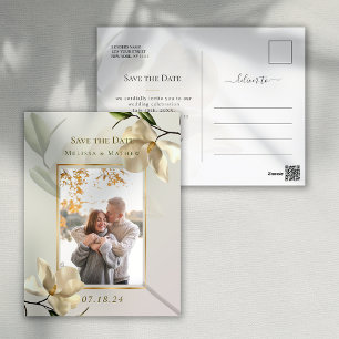 Cartão Postal Elegante Oriental Magnolia Casamento Salve a Data