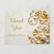 Elegante Ouro Clássico Floral Tendência Obrigado
