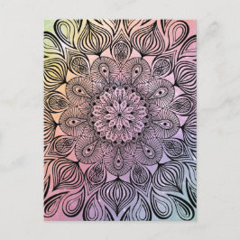 Cartão Postal Elegante Pastel Mandala Trippy Psychedelic Hippie