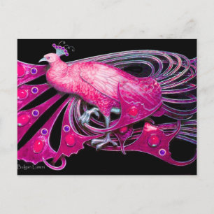CARTÃO POSTAL ELEGANTE PEACOCK EM PINK FUCHSIA PRETO