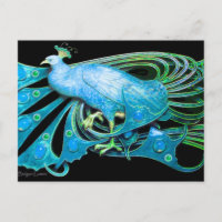 ELEGANTE PEACOCK NO TEAL AZUL PRETO