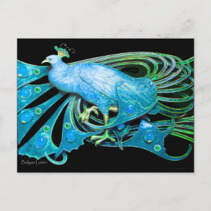 CARTÃO POSTAL ELEGANTE PEACOCK NO TEAL AZUL PRETO