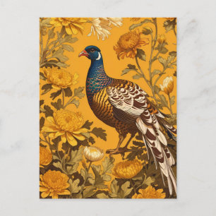 Cartão Postal Elegante Pheasant William Morris Inspirou