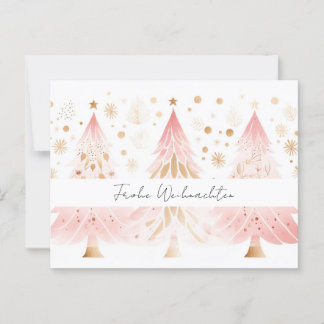 Cartão Postal Elegante pinke und goldene Weihnachtsbäume