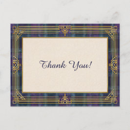 Cartão Postal Elegante Plaid Art Déco Agradecimento