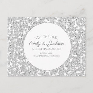 Cartão Postal Elegante Prata Diamante Brilho Casamento Salvar Da