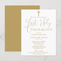 Elegante Primeira Comunhão em Script Dourado