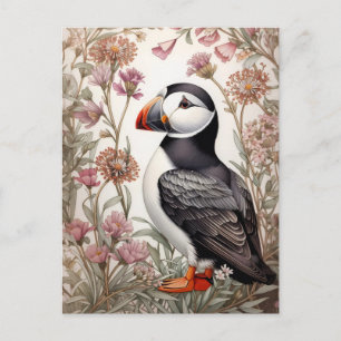 Cartão Postal Elegante Puffin William Morris Inspirou Floral