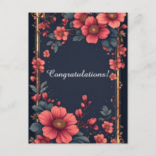 Cartão Postal Elegante Quadro Floral Com Flores Rosa
