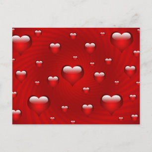 Cartão Postal Elegante Red Hearts Love Namorados