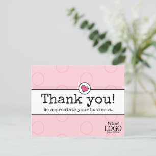 Cartão Postal Elegante Rosa Bege Com Coração Agradecimento Empre