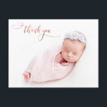 Cartão Postal Elegante Rosa Dourado Script Nova Foto Do Bebê Obr<br><div class="desc">Elegante Moderno Rosa de Caligrafia Chic Script Dourado Newborn Baby Photo Obrigado Cartão-Postal. Apresenta um bonito texto "obrigado você" em uma letra escrita à mão na caligrafia, pia rosa-rosa, em folha de ouro rosa FAUX. Na parte de trás, uma mensagem pessoal pré-feita em preto e branco. Fácil de personalizar com...</div>