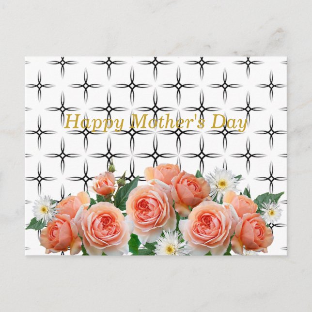 Cartão Postal Elegante,Rosas e Visitas,Geométrico (Frente)