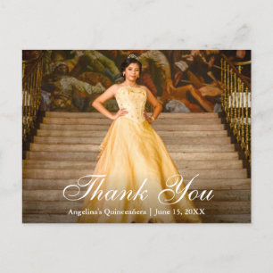 Cartão Postal Elegante Roteiro de Fotos de Quinceañera Obrigado