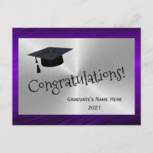Elegante Roxo Prata Parabéns Graduação