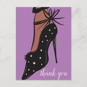 Cartão Postal Elegante Salto Alto Blogueira de Moda Roxa