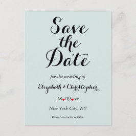 Cartão Postal Elegante Script Turquesa Casamento Salve a Data