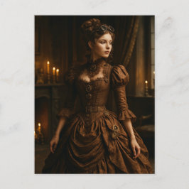 Cartão Postal Elegante Senhora Vitoriana Steampunk em Marrom