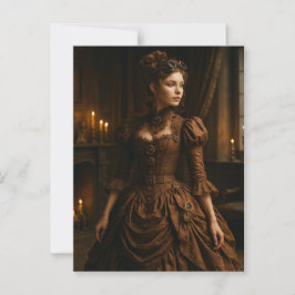 Cartão Postal Elegante Senhora Vitoriana Steampunk em Marrom