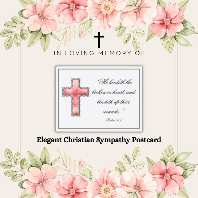 Cartão Postal Elegante Simpatia Cristã  (Elegant Christian Sympathy Postcards)