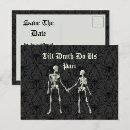 Cartão Postal Elegante Skeletons Casando Salve a Data