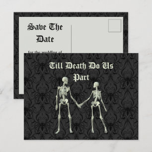 Cartão Postal Elegante Skeletons Casando Salve a Data