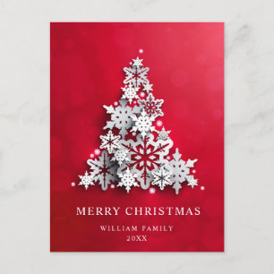 Cartão Postal Elegante Snowflakes Saudação de Árvore de Natal