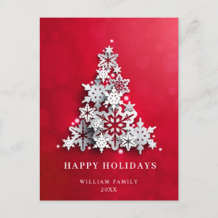 Cartão Postal Elegante Snowflakes Saudação de Árvore de Natal
