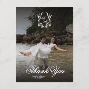 Cartão Postal Elegante Sobreposição de Foto com Monograma Agrade