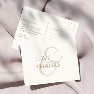 Cartão Postal Elegante Taupe e Ivory Não Foto Obrigado