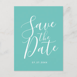Cartão Postal Elegante Teal Salve O Casamento De Primavera De Ve