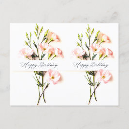 Cartão Postal Elegante Texto Manuscrito de Aniversário Floral