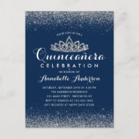 Elegante Tiara de Prata Azul Real Quinceañera com 