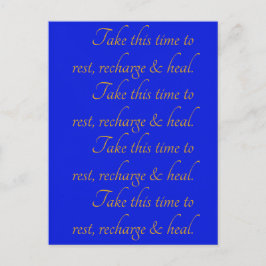 Cartão Postal Elegante Tipografia Amarela Azul Cuide do Tempo De