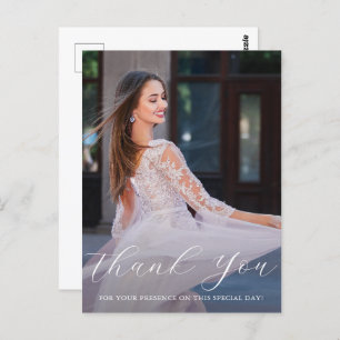 Cartão Postal Elegante Uma Foto Quinceanera - Script Floral Rosa