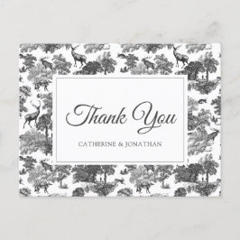 Cartão Postal Elegante Vintage Black White Toile Deer