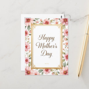 Cartão Postal Elegante Vintage Dia de as mães Floral Mãe
