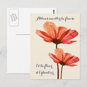 Cartão Postal Elegante Vintage Flower Com Primavera francês