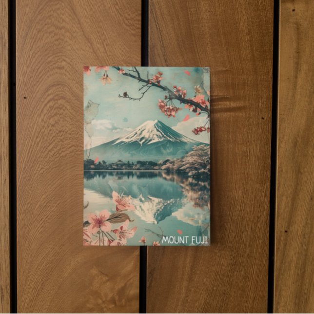 Cartão Postal Elegante Vintage Monte Fuji Japão Viagem (Japan Mount fuji floral travel postcard)