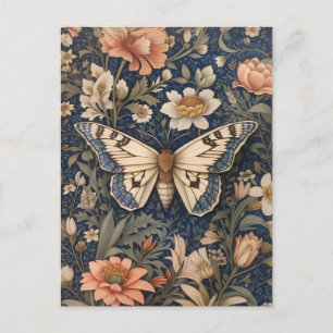 Cartão Postal Elegante Vintage Moth William Morris Inspirou