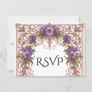 Cartão Postal Elegante Vintage Nouveau Arch Floral Casamento RSV