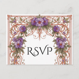 Cartão Postal Elegante Vintage Nouveau Arch Floral Casamento RSV
