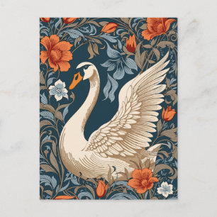 Cartão Postal Elegante White Swan William Morris Inspirou Floral