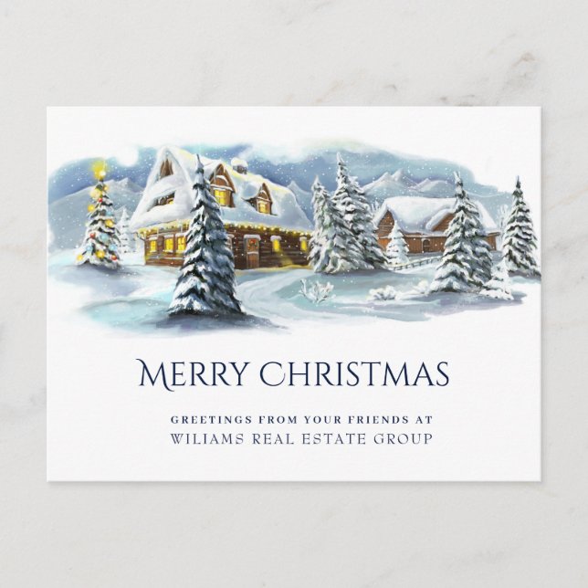 Cartão Postal Elegante Winter Land Christmas Corporate Saudação (Frente)