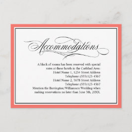 Cartão Postal Elegantes Enfeites Acomodações de Casamento Coral