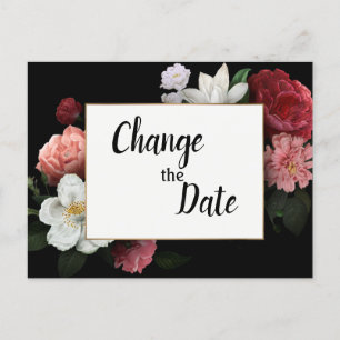 Cartão Postal Elegantes Flores Burgundy e Rosa Muda a Data
