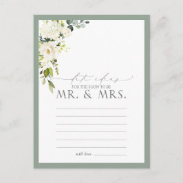 Cartão Postal Elegantes Ideias de Encontros Florais Brancas Cinz