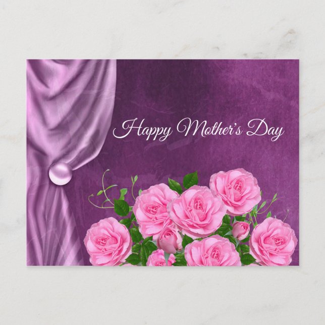 Cartão Postal Elegantes,Textura,Rosas Cor-de-Rosa (Frente)