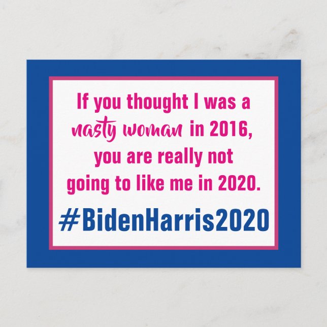 Cartão Postal Eleição De Biden Harris 2020, Mulher Desagradável (Frente)