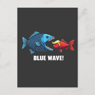 Cartão Postal Eleição de Peixe Blue Wave Kamala Harris Walz